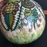 Bowl vase Paul Fouillen Quimper earthenware floral decoration, french hand painted