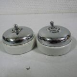 lot de 2 Ancien Interrupteur en Chrome et Porcelaine