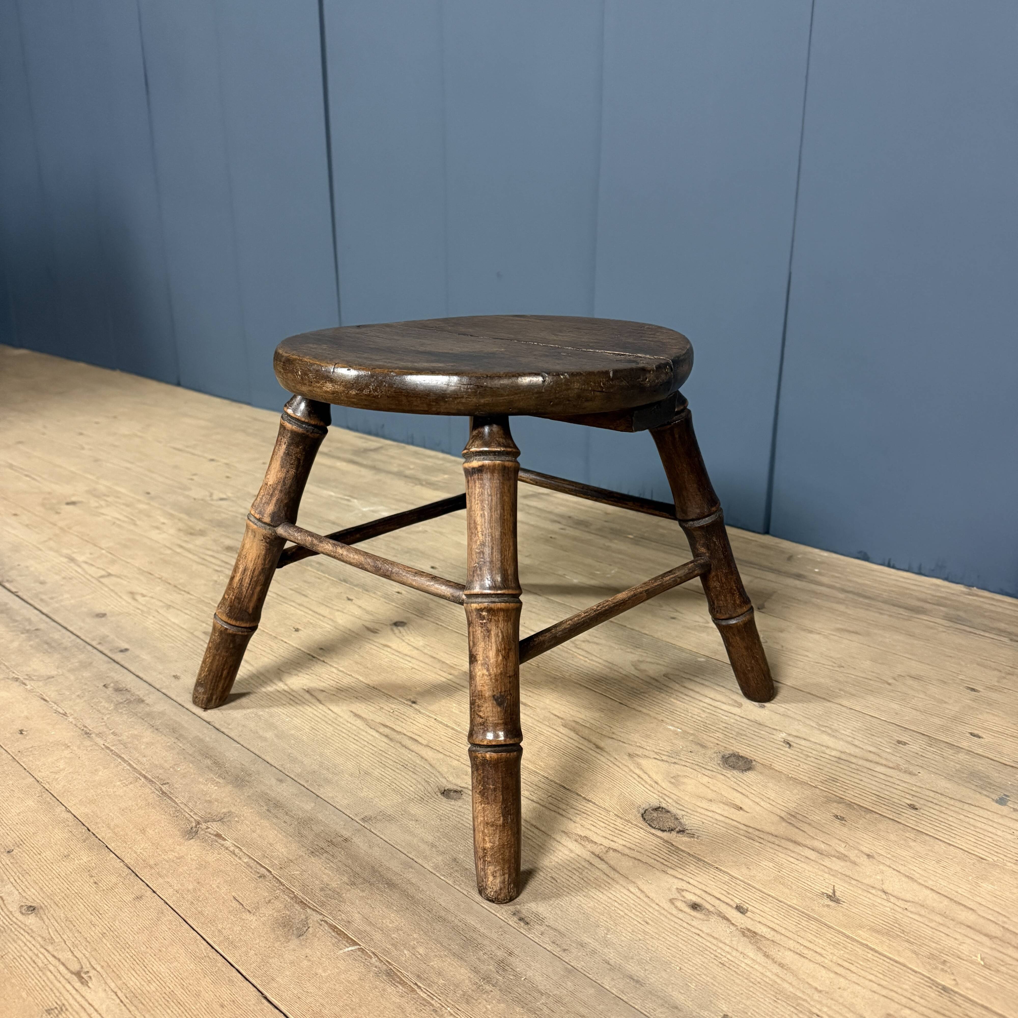 Faux bamboo stool made of beech wood