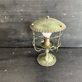Antique patinated green metal lamp, Art Nouveau style, early 20th century.