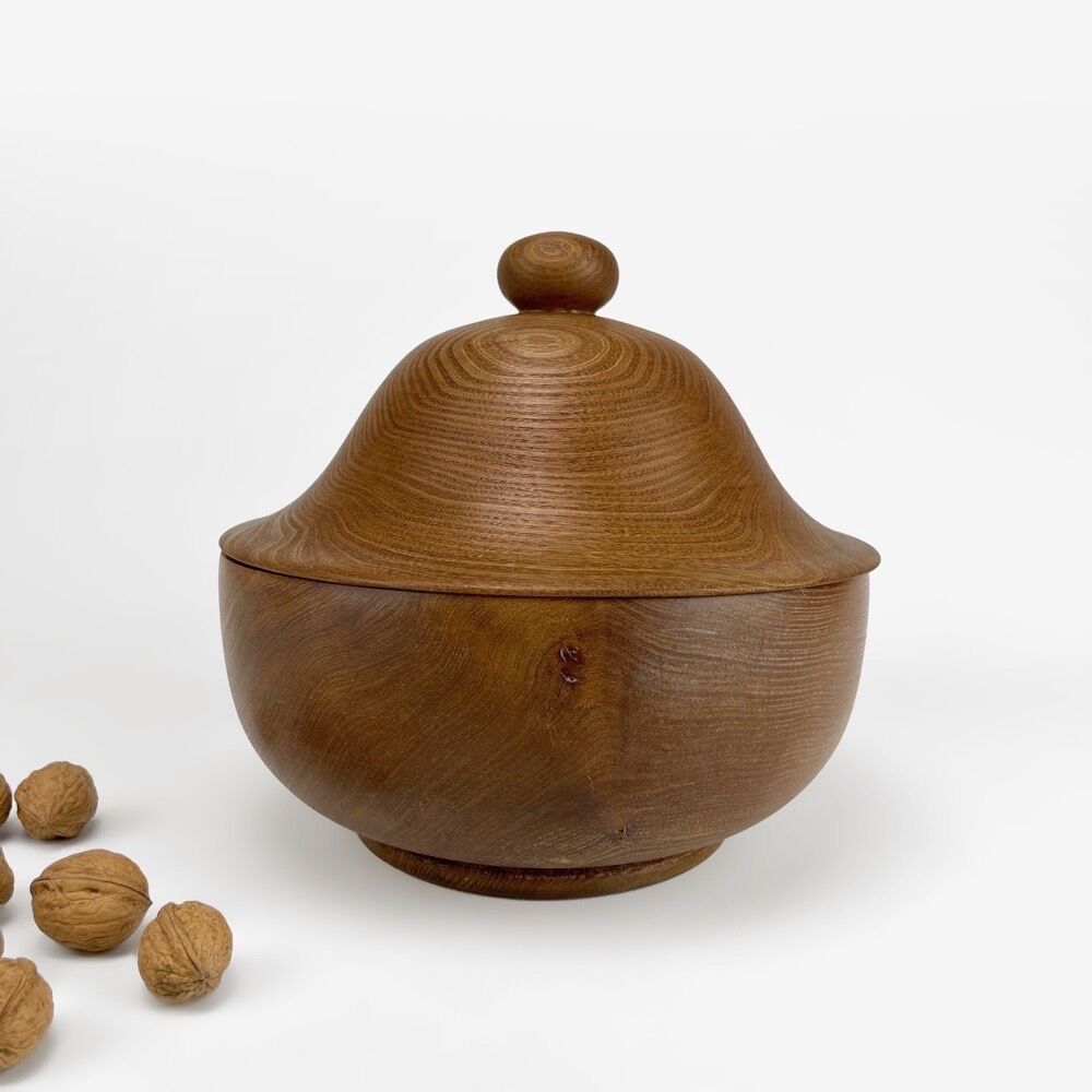 Wooden bowl turned bell shape