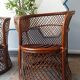 Pair of vintage bamboo rattan armchairs