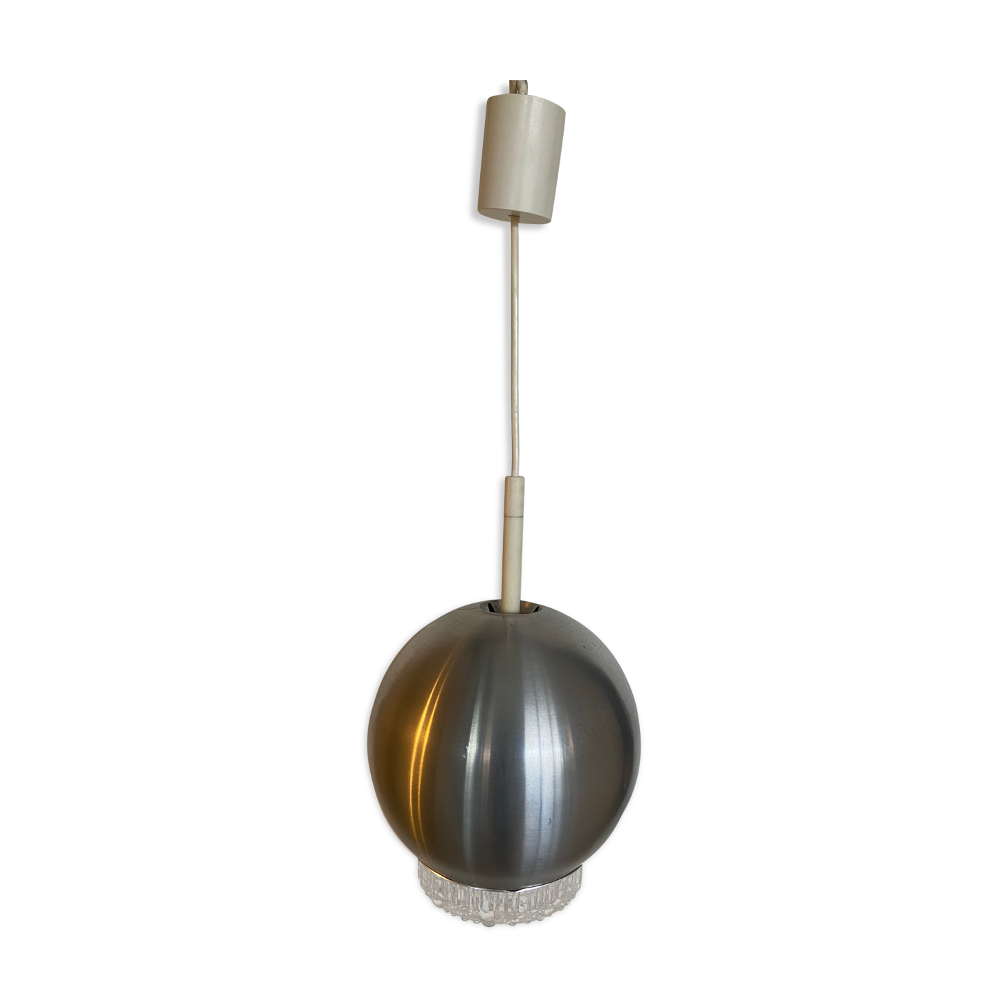 Aluminium and glass hanging lamp