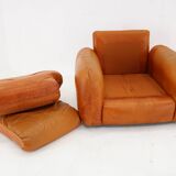1970s  Cognac Leather Armchair ,Italy