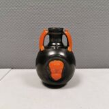 Vase in metallic glaze with orange details, Upsala Ekeby Sweden
