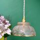 Vintage pendant lamp shade in white and gold frosted glass
