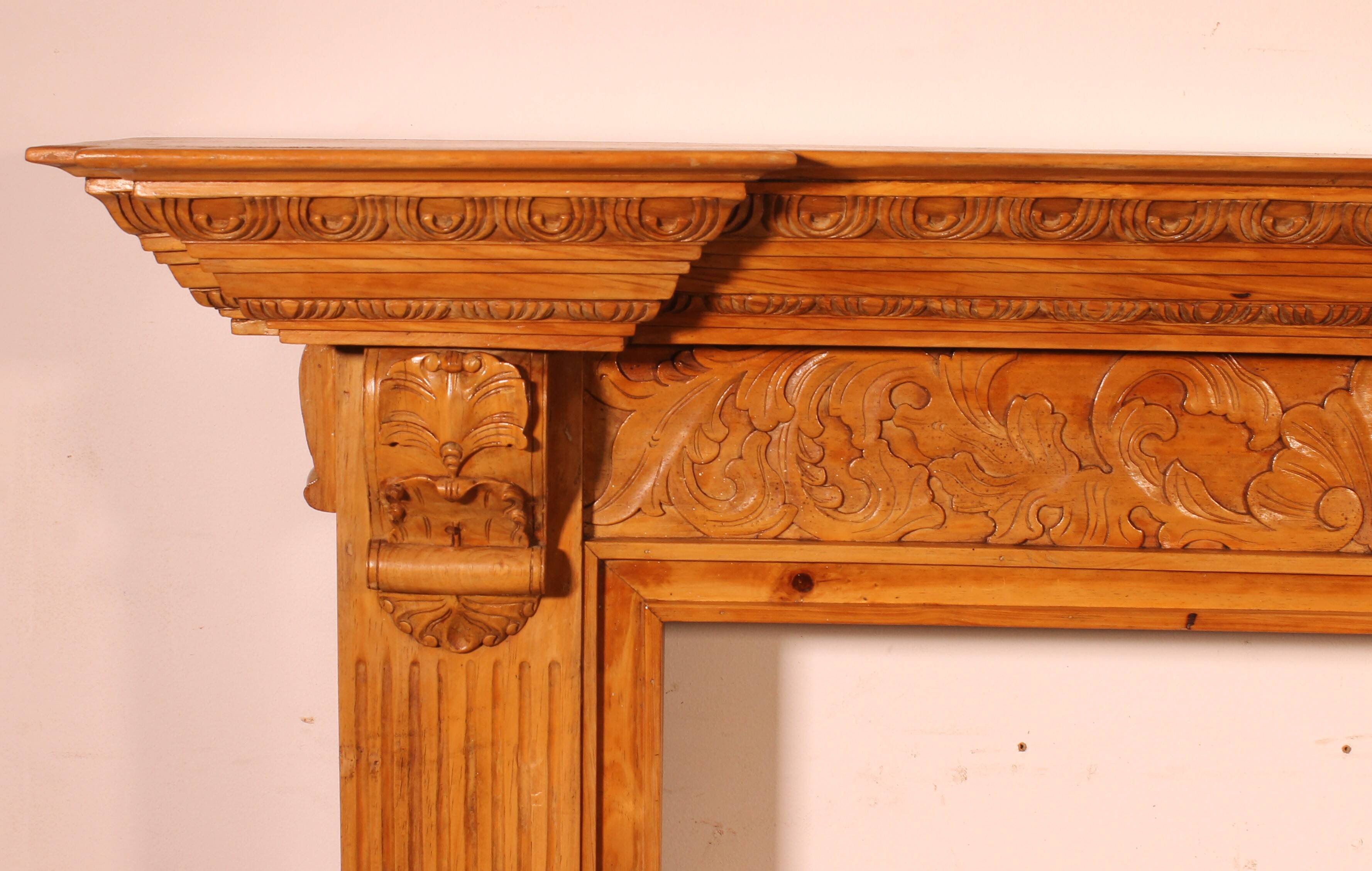 Transitional style beechwood fireplace mantel - 19th century