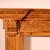 Transitional style beechwood fireplace mantel - 19th century