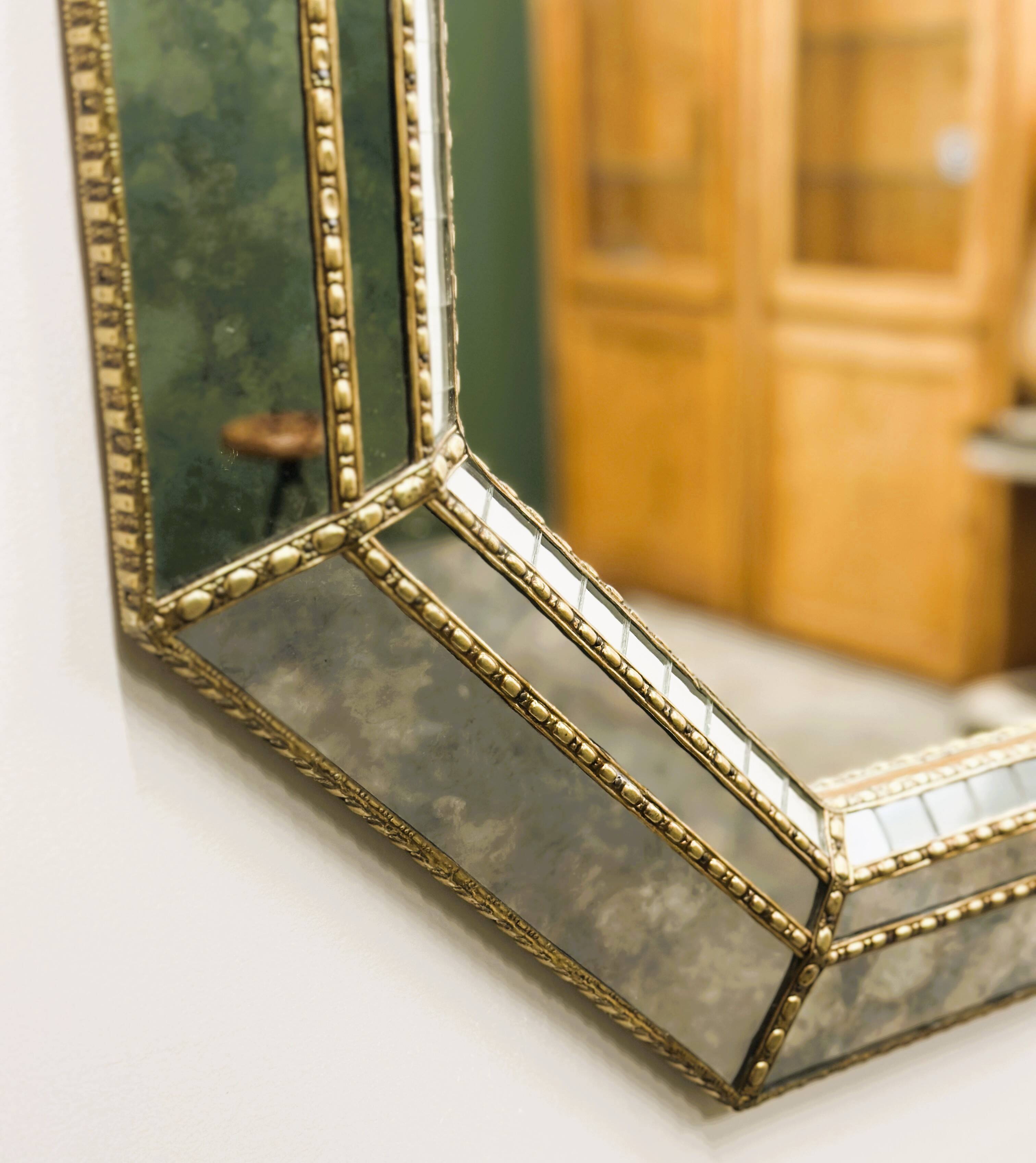 Vintage Spanish Neoclassical Hollywood Regency Octagonal Wall Mirror, Spain
