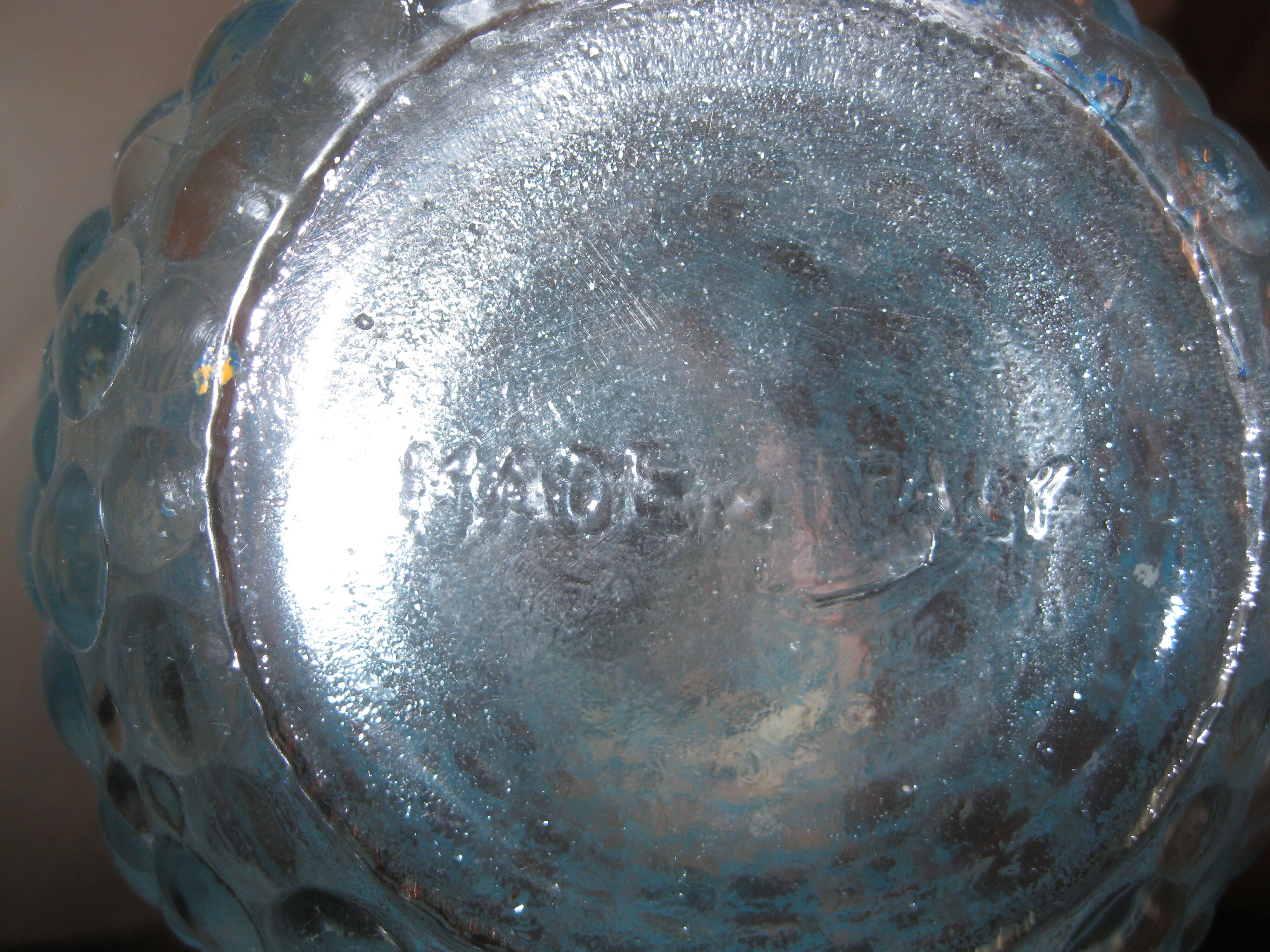 Pair of blue-coloured Empoli decanters