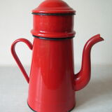 Old red enamelled coffee maker 27 cm deco retro kitchen farm countryside