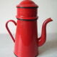 Old red enamelled coffee maker 27 cm deco retro kitchen farm countryside