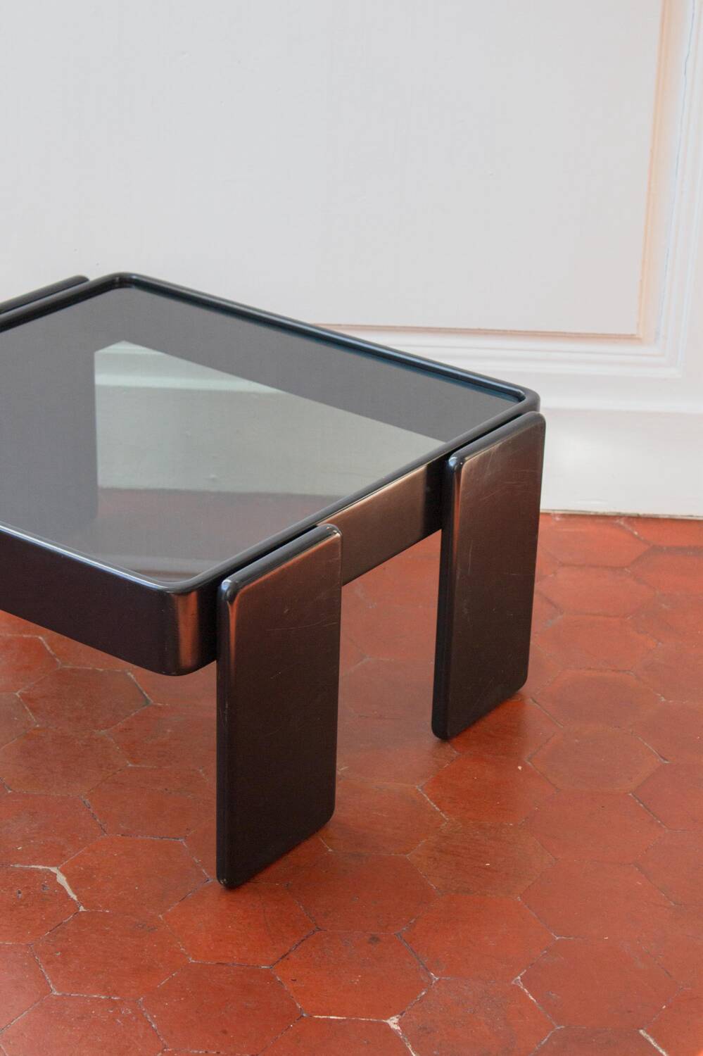 Vintage coffee table by Gianfranco Frattini for Cassina, grey lacquered beech.