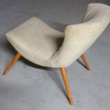 50s 60s beige low chair