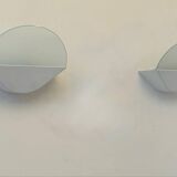 Pair of vintage wall lights, white metal and sandblasted glass, Italy 1970