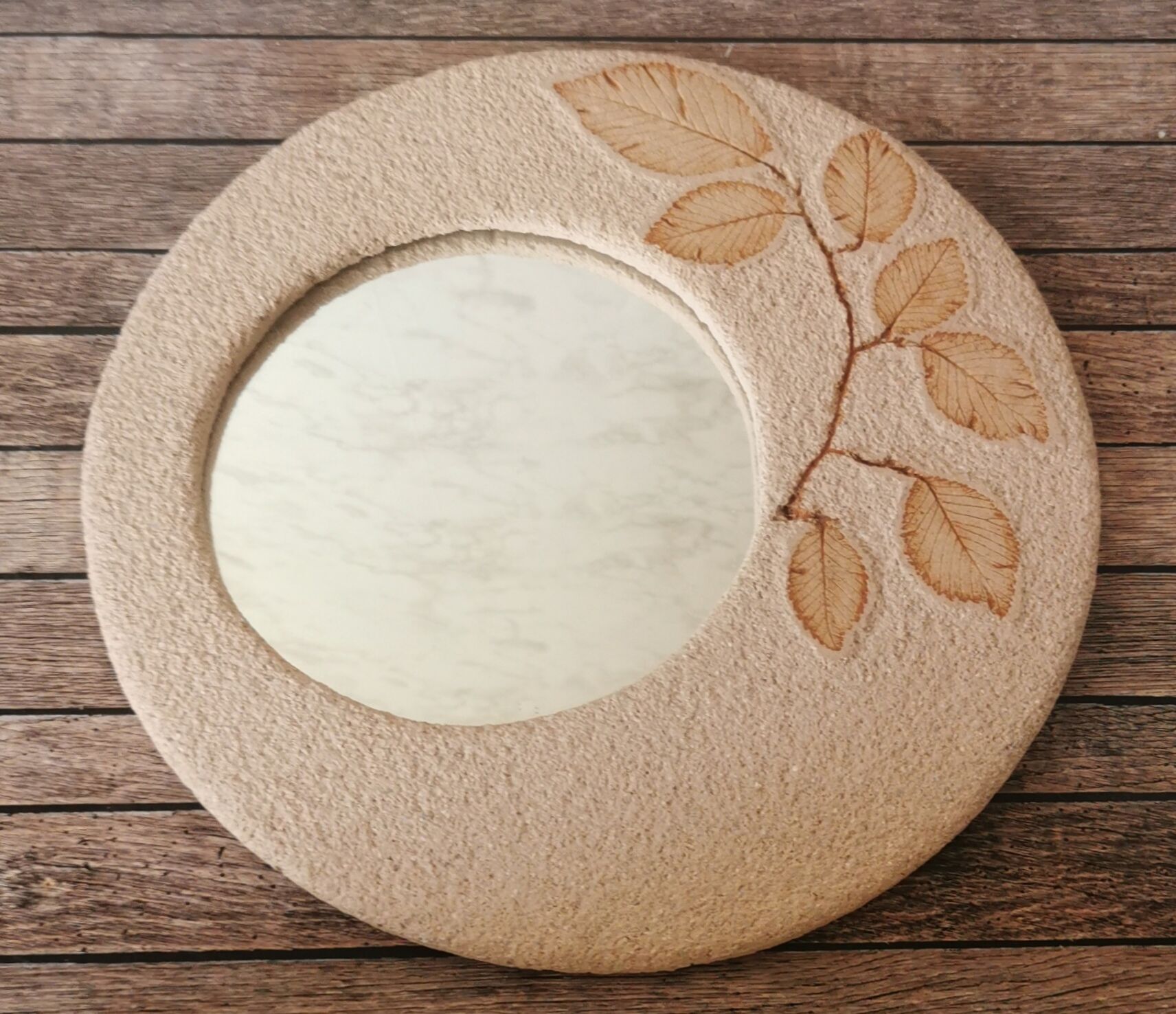 Miroir pierre naturelle feuilles