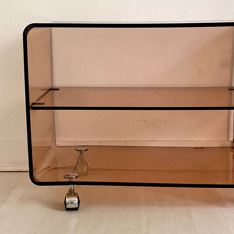 Hifi furniture in vintage smoked plexiglass 70's