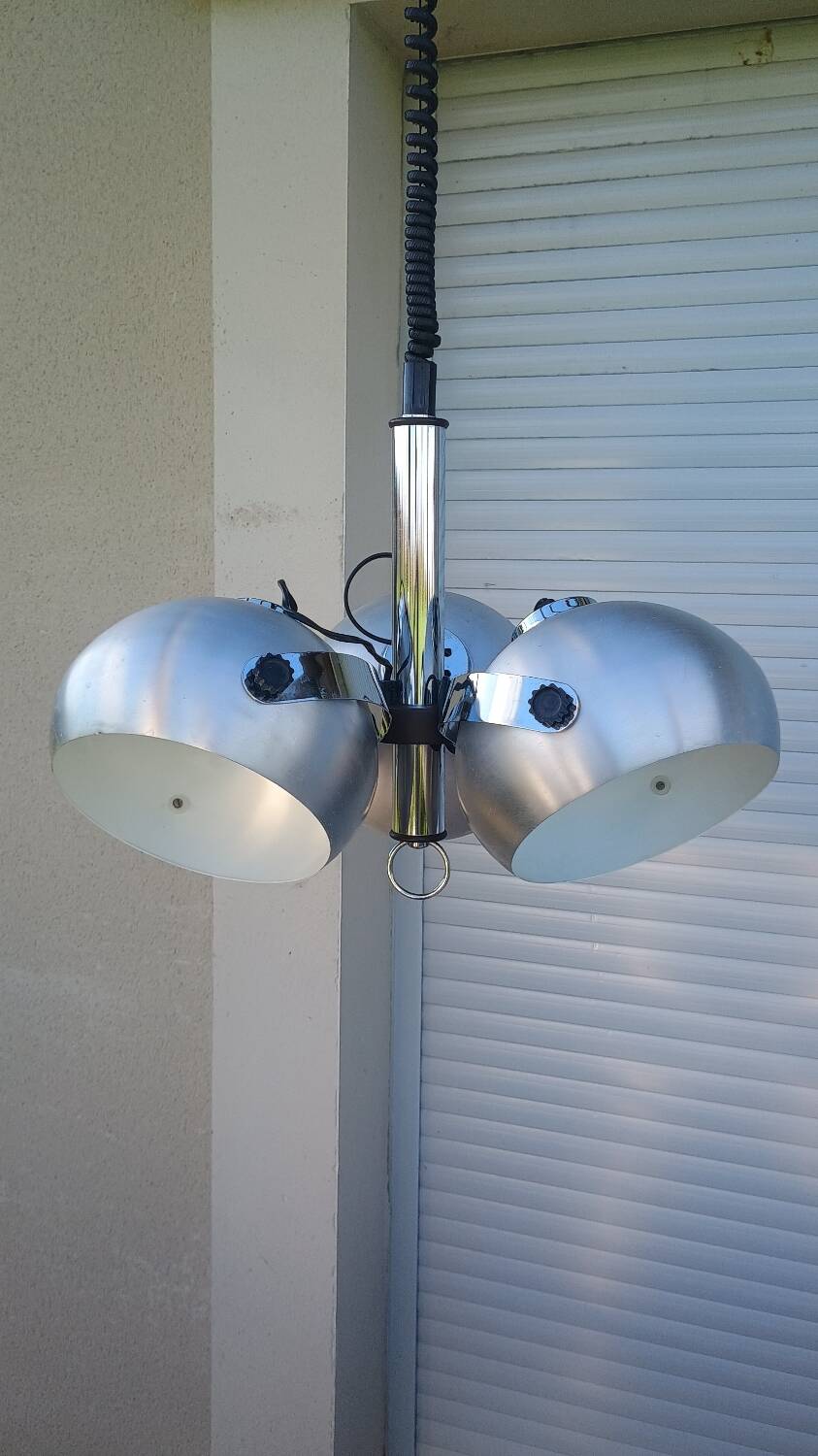 Suspension Lustre Space Age 1970 Eyeball Massive Art Belgium brushed aluminium