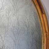 Oval rattan mirror, 1960s