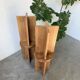 Set of 4 oak stools from the 1950s, constructivist style.