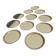 Lot de 11 assiettes en grès blanc liseré brun D24,5