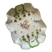 Grand plat décoratif ancien avec fleurs en relief – Style- XIXe siècle