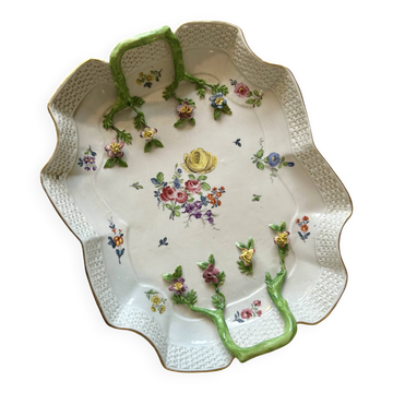 Grand plat décoratif ancien avec fleurs en relief – Style- XIXe siècle