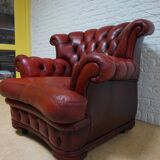 Vintage English Leather Dellbrook Chesterfield Club Chair