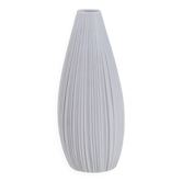 White porcelain vase with striped relief by Rosenthal, designed by Martin Freyer, Germany, 1960s.