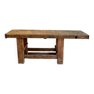 Old solid wood workbench