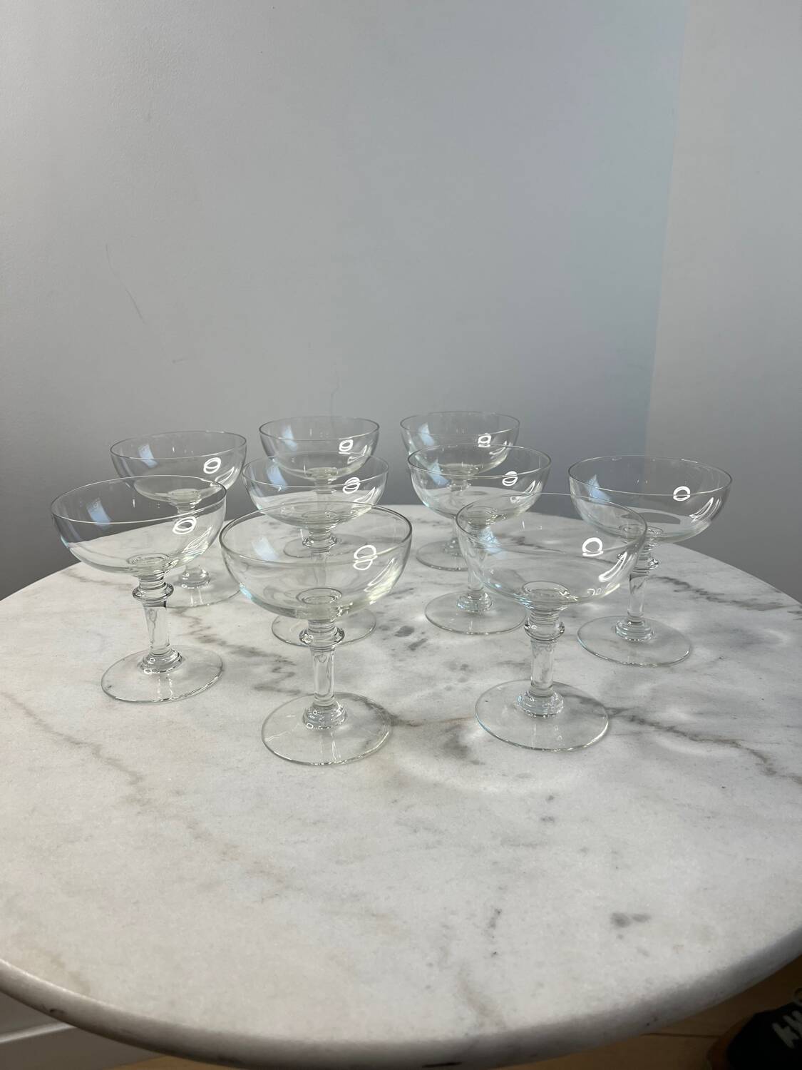 Set of 9 stemmed glasses