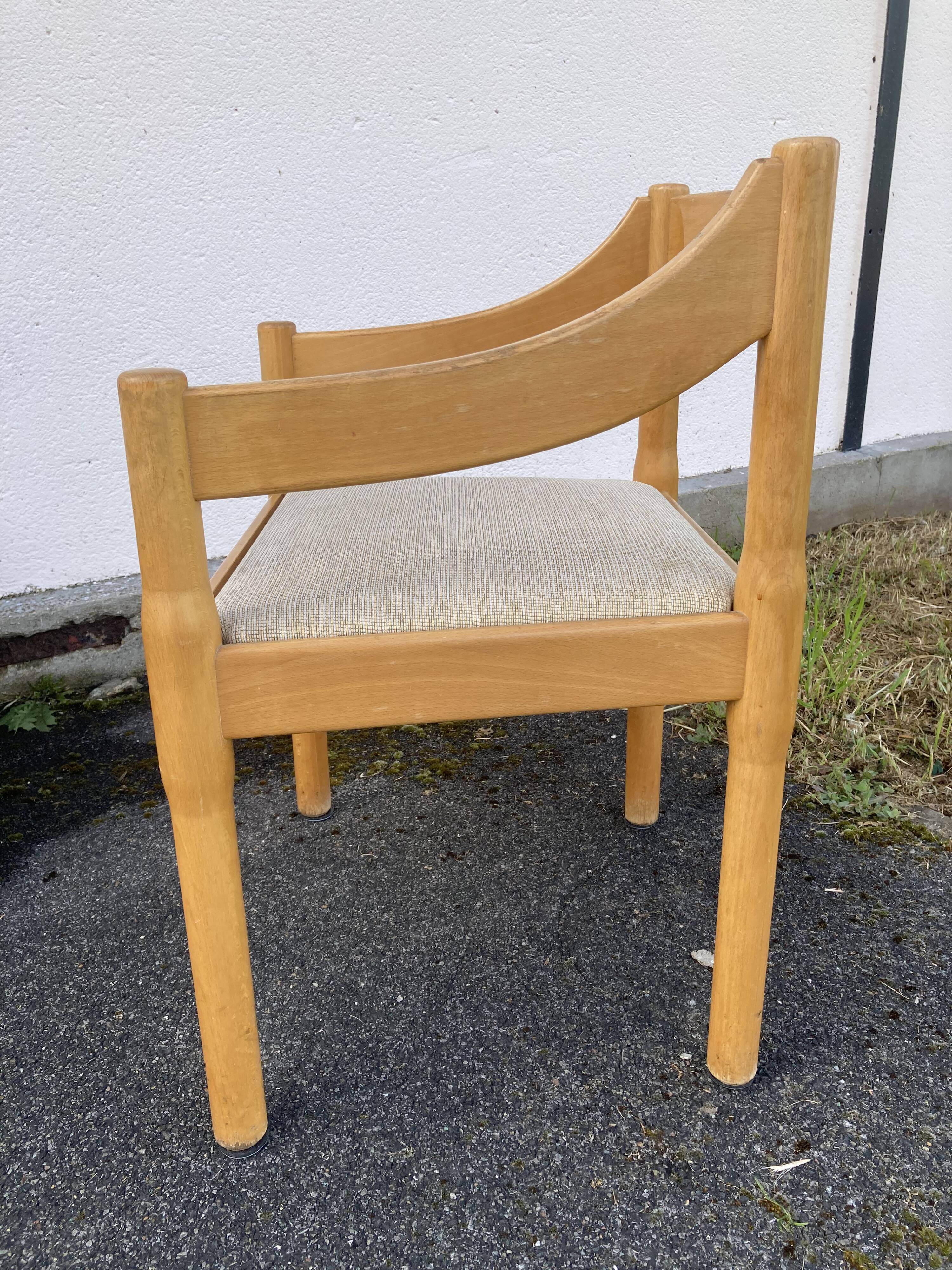 Six Carimate Cassina armchairs 1960's by Vico Magistretti