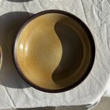 Set of 8 brown-rimmed stoneware deep plates Atelier Saint Simon D19.5