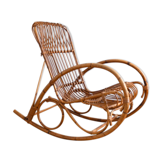 Rattan rattan rocking chair Rohe Noordwolde 50s / 60s