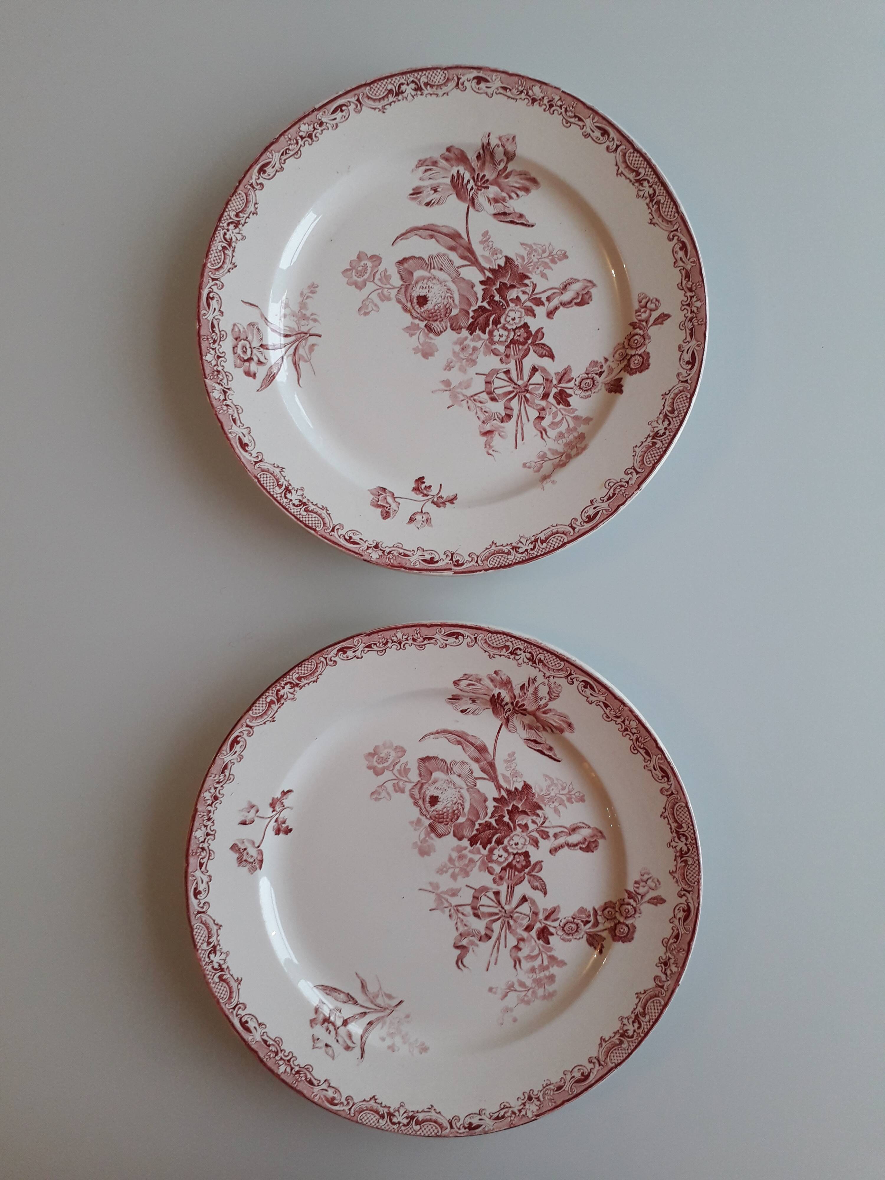 Duo d'assiette en faïence de Sarreguemines modèle fontanges