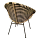 1960s Black and White Woven Round Bucket Chair