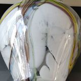 Blown Art glass ball vase from Murano/Italy. Decor swirls of smoke/polychrome waves. Dimensions 20 x 15 cm