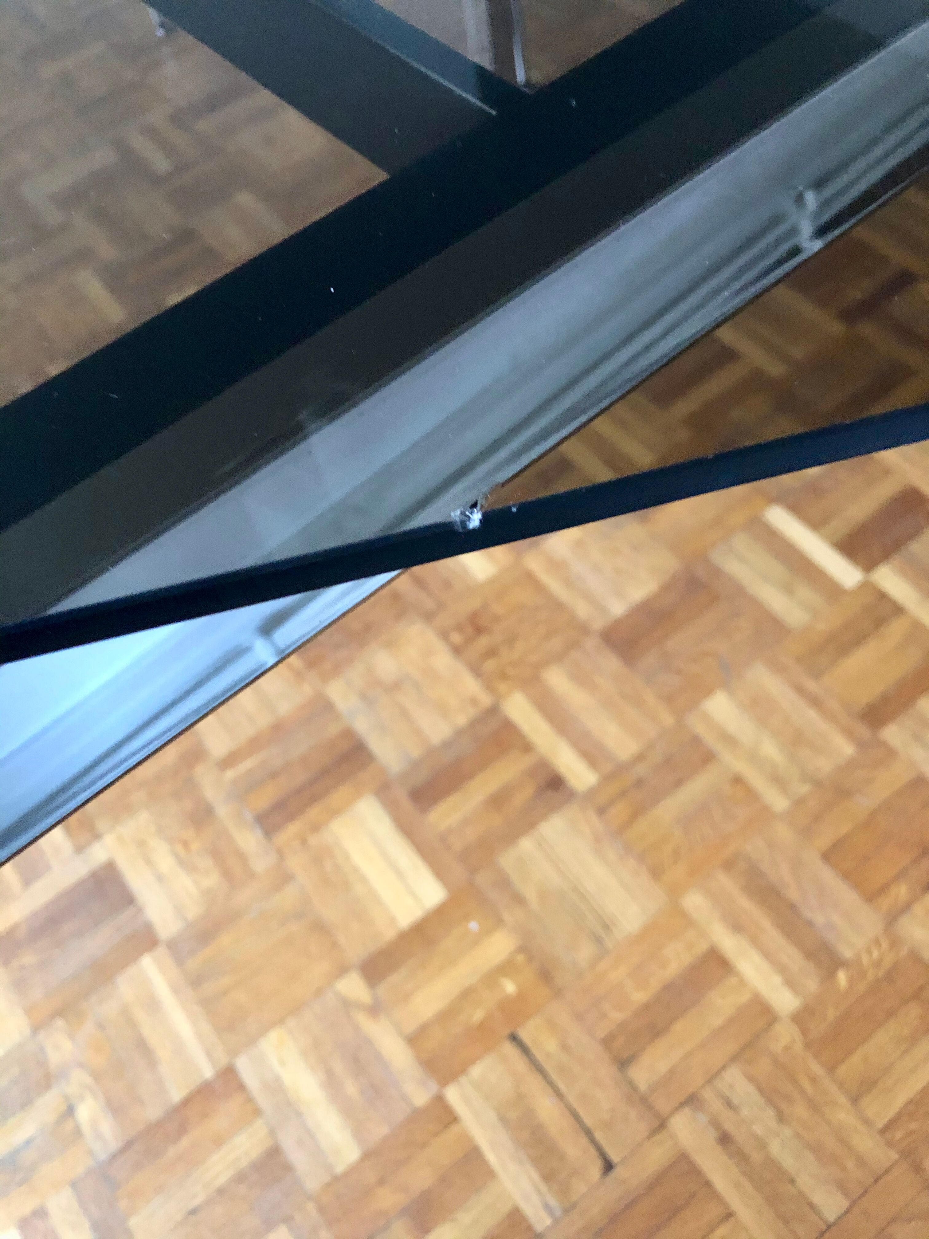 Glass and chrome metal dining table