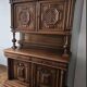 Magnificent buffet/cabinet in two parts, antique Henri II style, solid wood.