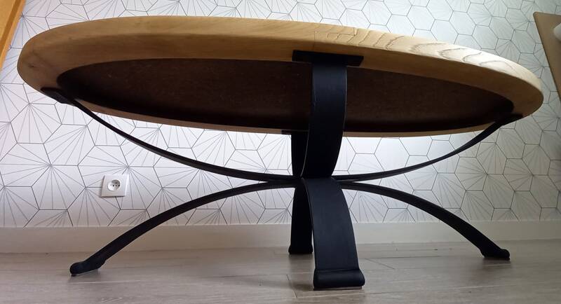 Oval coffee/living room table signed RAYNAUD - 1960s.