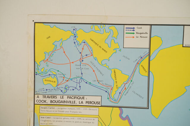 Affiche scolaire "conquêtes des océans"  recto  " la Renaissance" en verso