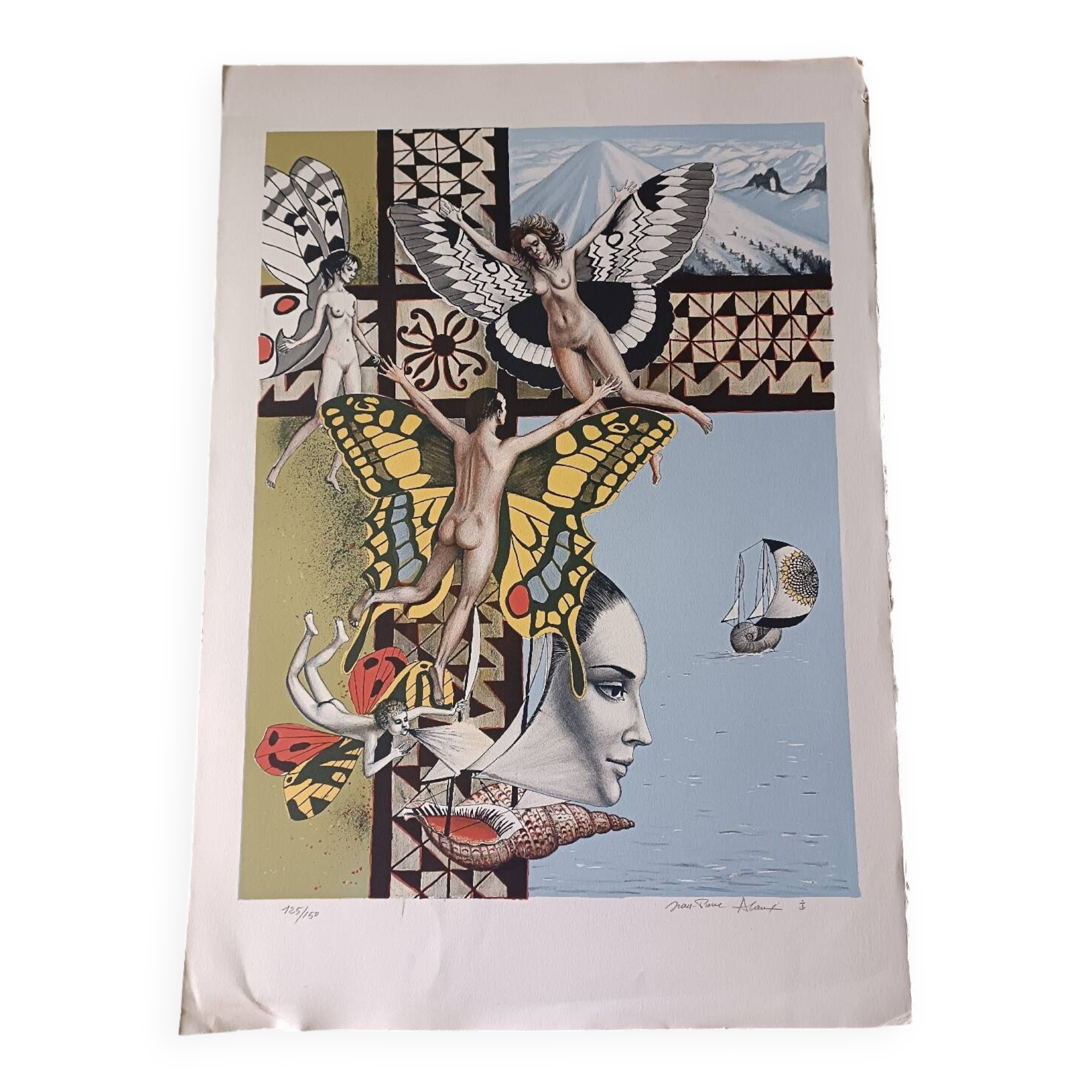 Jean-Pierre ALAUX Signed and numbered lithograph surrealism eroticism