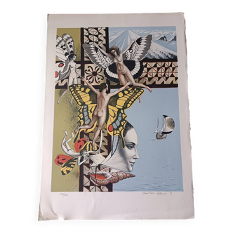 Jean-Pierre ALAUX Signed and numbered lithograph surrealism eroticism