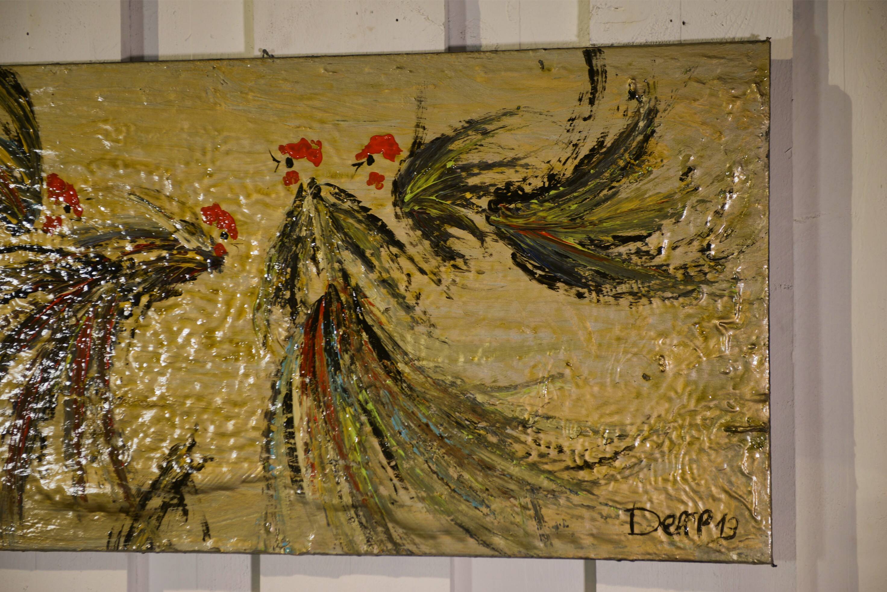 Enamelled canvas roosters by DEFFP 13 2000’s