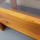 Table basse vintage en pin et verre fumé des années 70 80