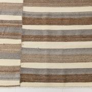 Contemporary Brown & Beige Striped Motifs Vintage Kilim Rug, 226x306Cm