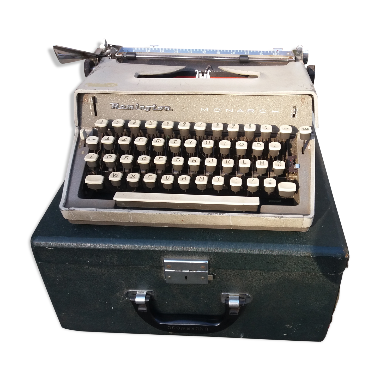 Machine à écrire portative Remington Monarch dans boite Underwood