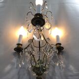 Chandelier 3 lights bronze and crystal