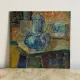 Oil on Isorel depicting a blue teapot, 20th century.