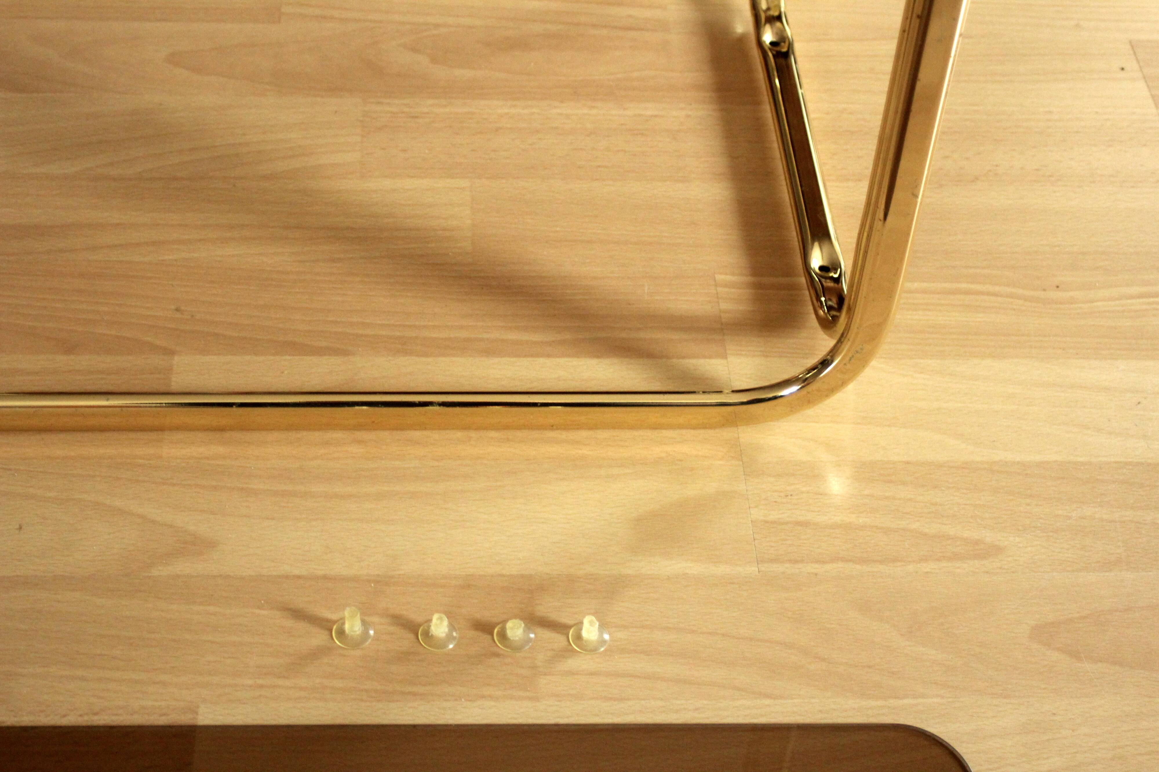 Brass side table with smoked glass plate - Vintage